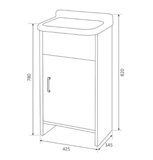 Lavabo extérieur peu encombrant en PVC avec vasque et bonde 42x34x80H cm