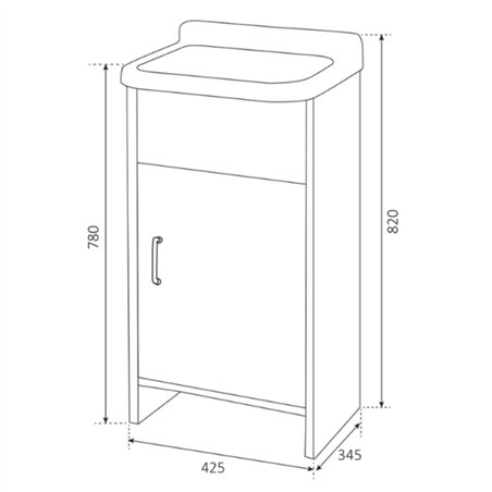 Lavabo extérieur peu encombrant en PVC avec vasque et bonde 42x34x80H cm