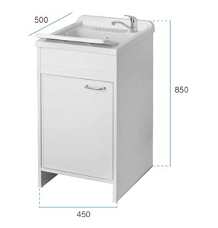 Lavabo en PVC blanc avec bonde autonettoyante et vidange 45x50x85H cm