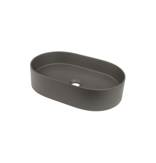 Lavabo de 55 cm en granit gris anthracite avec plan ovale - Delia