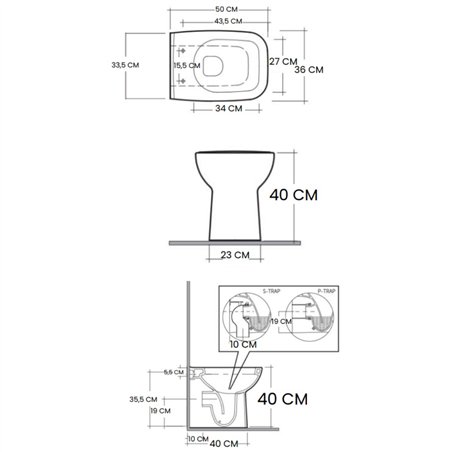 WC encastré avec siège softclose inclus Série Origin | Rak Ceramics
