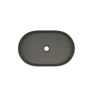 Lavabo ovale de 55 cm en granit gris anthracite avec plan - Delia