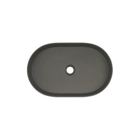 Lavabo ovale de 55 cm en granit gris anthracite avec plan - Delia