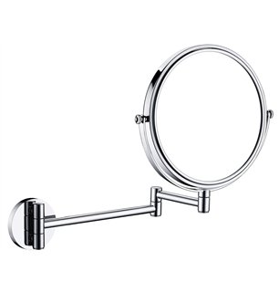 Miroir cosmétique Endor, sur bras d'extension - double face, chromé