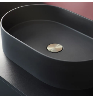 Lavabo ovale en granit noir de 55 cm avec plan - Delia