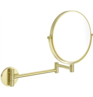 Miroir cosmétique Endor, sur bras extensible, or brossé