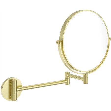 Miroir cosmétique Endor, sur bras extensible, or brossé
