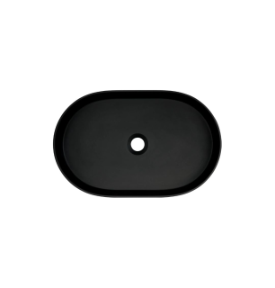 Lavabo ovale en granit noir de 55 cm avec plan - Delia