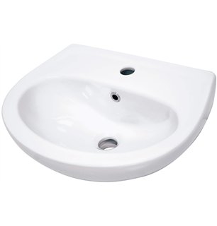 Veronik Lavabo en céramique, montage mural, avec base pour robinet, blanc