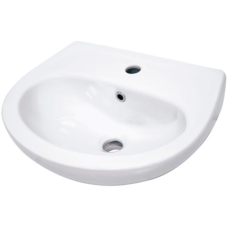 Veronik Lavabo en céramique, montage mural, avec base pour robinet, blanc