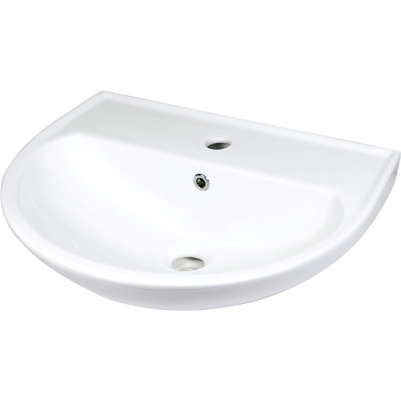 Lavabo suspendu en céramique avec base pour robinet blanc 51,8x40,3 cm - Veronik Lavabo suspendu en céramique avec base pour robinet blanc 51,8x40,3 cm - Veronik