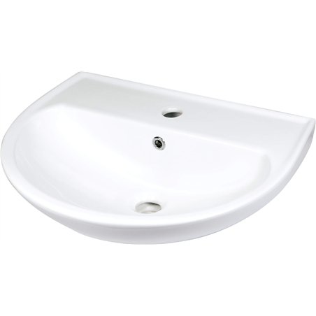 Veronik Lavabo en céramique, montage mural, avec base pour robinet, blanc