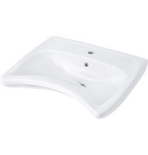 Latis Lavabo en céramique, montage mural, avec base pour robinet - pour personnes à mobilité réduite, blanc
