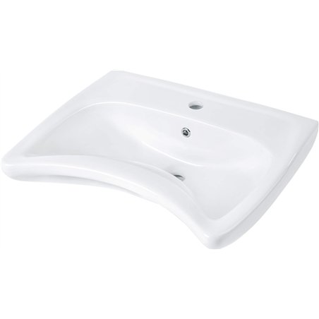 Latis Lavabo en céramique, montage mural, avec base pour robinet - pour personnes à mobilité réduite, blanc