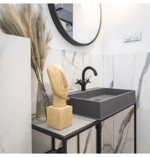 Lavabo rectangulaire en granit noir 50x40 cm - Sofyro