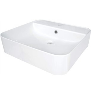 Giasyn NEW Lavabo en céramique, à poser/à encastrer, avec base pour robinet, blanc