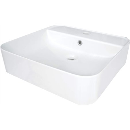 Giasyn NEW Lavabo en céramique, à poser/à encastrer, avec base pour robinet, blanc