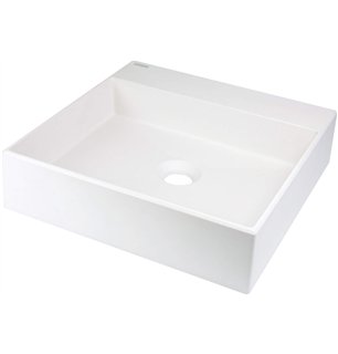 Sofyro Lavabo en granit, plan de travail, avec plage de robinetterie - 400x400 mm, albâtre