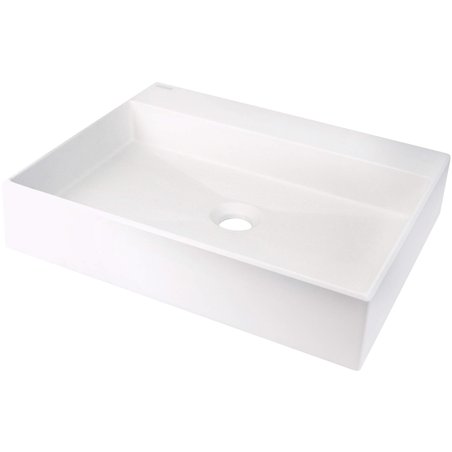 Sofyro Lavabo en granit, plan de travail, avec plage de robinetterie - 500x400 mm, albâtre