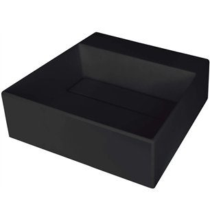 Sofyro Granite lavabo, plan de travail, avec plage de robinetterie - avec cache design, noir