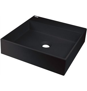 Sofyro Granite lavabo, plan de travail, avec plage de robinetterie - 400x400 mm, noir