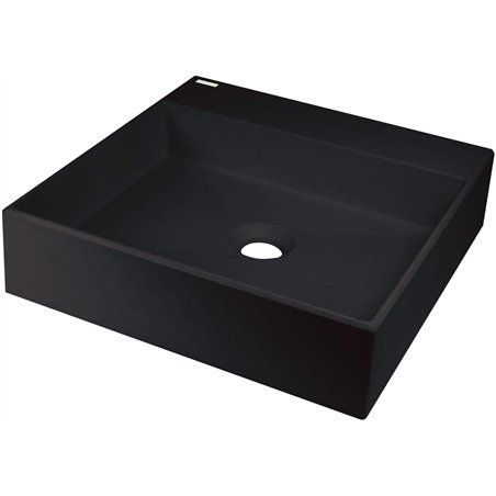 Sofyro Granite lavabo, plan de travail, avec plage de robinetterie - 400x400 mm, noir