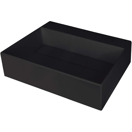 Sofyro Granite lavabo, plan de travail, avec plage de robinetterie - avec cache design, noir