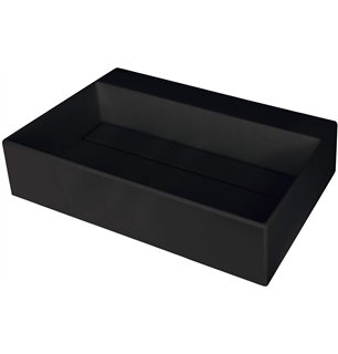 Sofyro Granite lavabo, plan de travail, avec plage de robinetterie - avec cache design, noir
