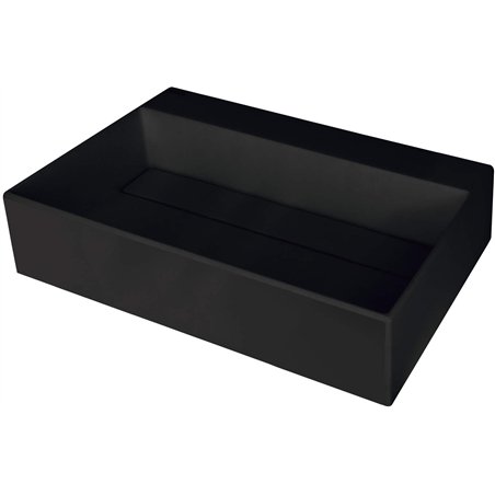 Sofyro Granite lavabo, plan de travail, avec plage de robinetterie - avec cache design, noir