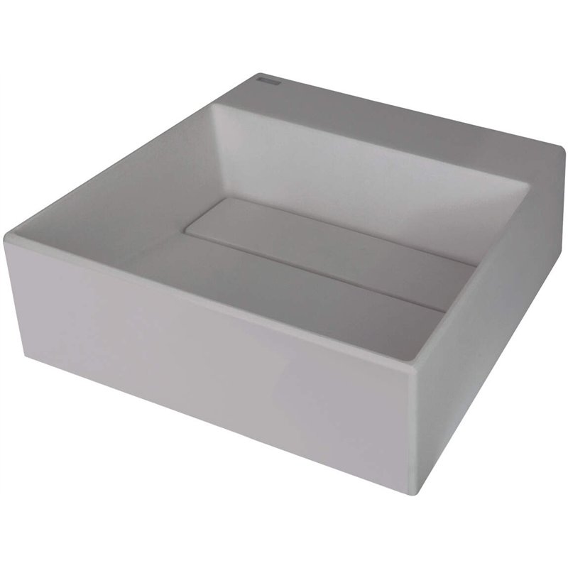 Vasque à poser en granit avec plan de robinetterie et cache-vasque gris métallisé 40x40 cm - Sofyro Vasque à poser en granit avec plan de robinetterie et cache-vasque gris métallisé 40x40 cm - Sofyro