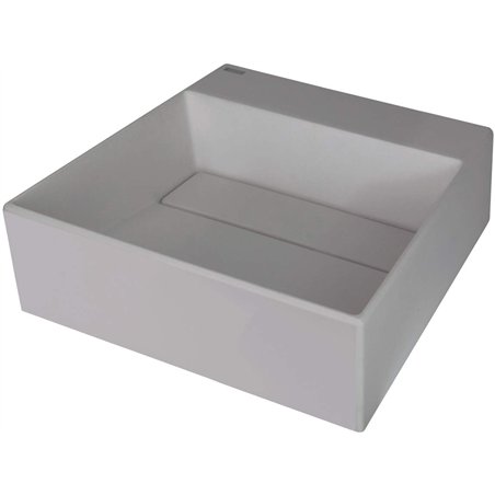 Sofyro Granite lavabo, plan de travail, avec plage de robinetterie - avec cache design, gris métallisé