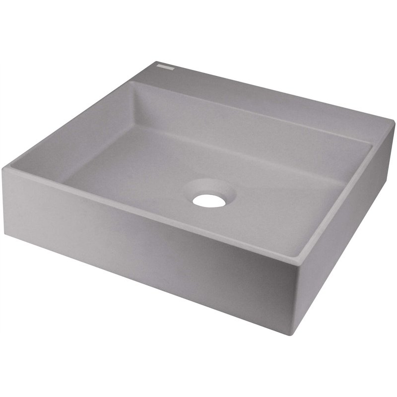 lavabo à poser en granit avec base pour robinet 40x40 cm gris métallisé - Sofyro lavabo à poser en granit avec base pour robinet 40x40 cm gris métallisé - Sofyro