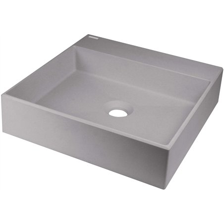 Sofyro Granite lavabo, plan de travail, avec plage de robinetterie - 400x400 mm, gris métallisé