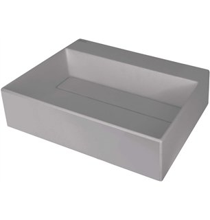 Sofyro Granite lavabo, plan de travail, avec plage de robinetterie - avec cache design, gris métallisé