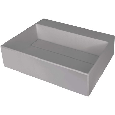 Sofyro Granite lavabo, plan de travail, avec plage de robinetterie - avec cache design, gris métallisé