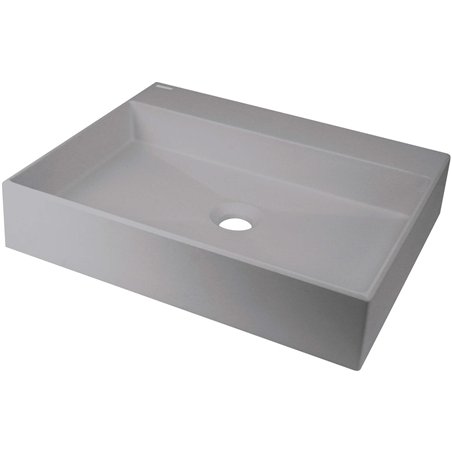 Sofyro Granite lavabo, plan de travail, avec plage de robinetterie - 500x400 mm, gris métallisé