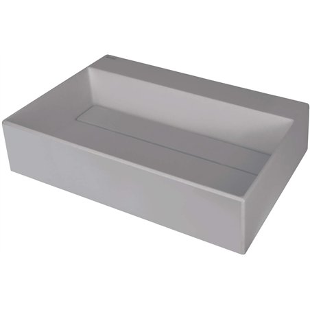Sofyro Granite lavabo, plan de travail, avec plage de robinetterie - avec cache design, gris métallisé