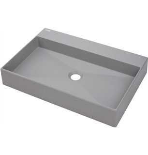 Sofyro Granite lavabo, plan de travail, avec plage de robinetterie - 60x40 cm, gris métallisé