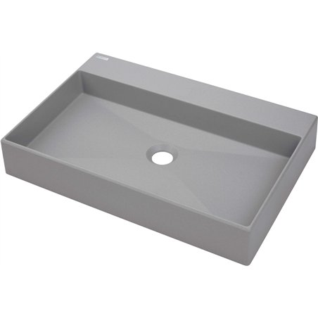 Sofyro Granite lavabo, plan de travail, avec plage de robinetterie - 60x40 cm, gris métallisé