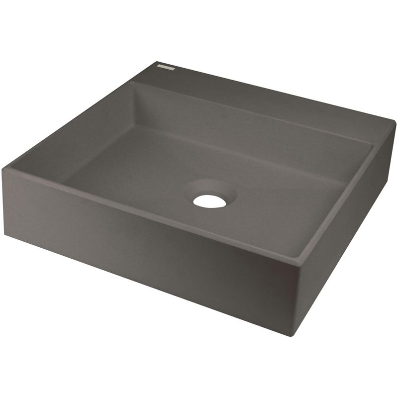 Vasque à poser en granit avec robinetterie anthracite métallique 40x40 cm - Sofyro Vasque à poser en granit avec robinetterie anthracite métallique 40x40 cm - Sofyro