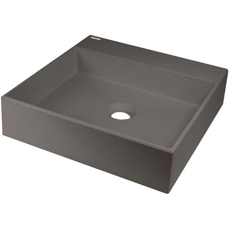 Sofyro Granite lavabo, plan de travail, avec plage de robinetterie - 400x400 mm, anthracite métallisé