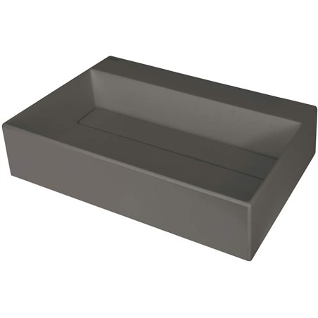 Sofyro Granite lavabo, plan de travail, avec plage de robinetterie - avec cache design, anthracite métallisé