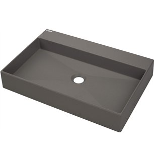 Sofyro Granite lavabo, plan de travail, avec plage de robinetterie - 60x40 cm, anthracite métallisé