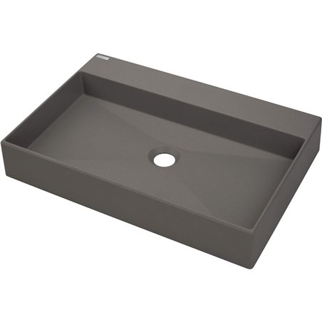Sofyro Granite lavabo, plan de travail, avec plage de robinetterie - 60x40 cm, anthracite métallisé