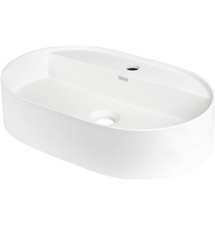 Delia Granite Lavabo, plan de travail, avec plage de robinetterie - ovale, albâtre