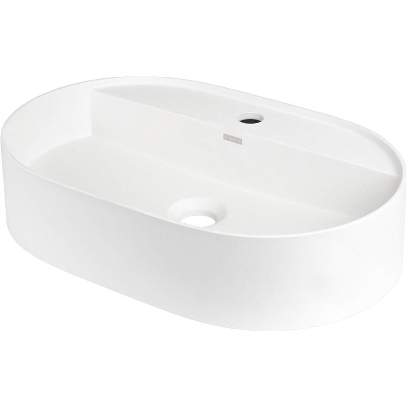 Lavabo ovale en granit avec robinetterie en albâtre 55x35 cm - Delia Lavabo ovale en granit avec robinetterie en albâtre 55x35 cm - Delia