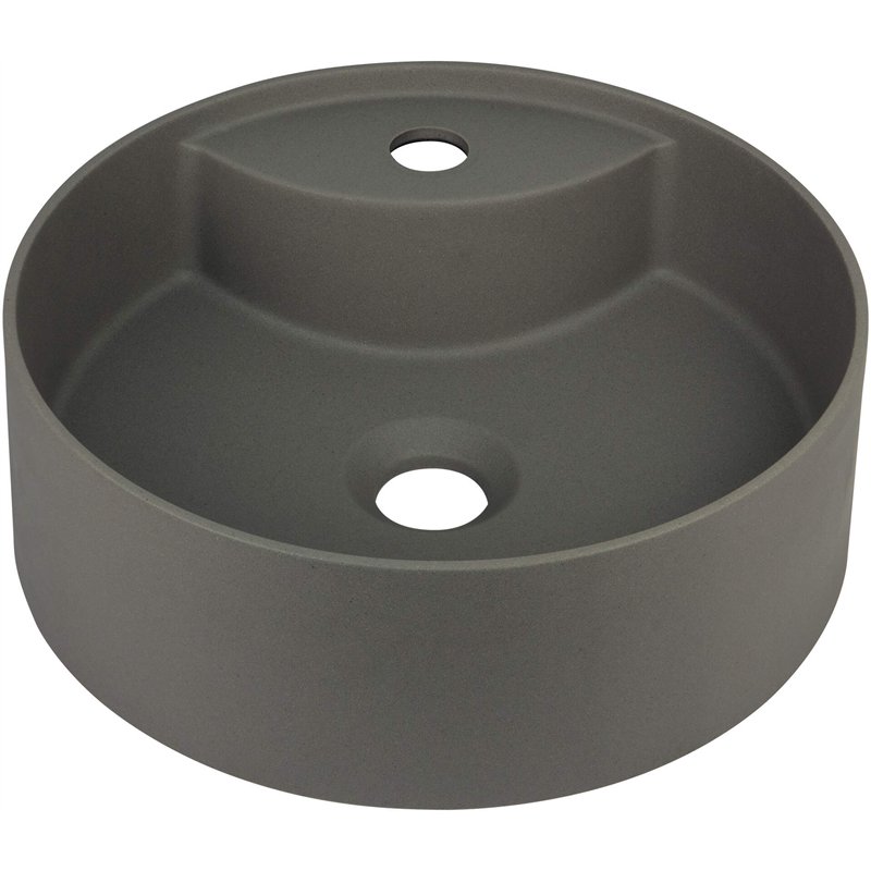 Vasque à poser en granit rond avec robinetterie anthracite métallique ø36 cm - Delia Vasque à poser en granit rond avec robinetterie anthracite métallique ø36 cm - Delia