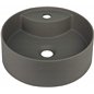 Vasque à poser en granit rond avec robinetterie anthracite métallique ø36 cm - Delia Vasque à poser en granit rond avec robinetterie anthracite métallique ø36 cm - Delia