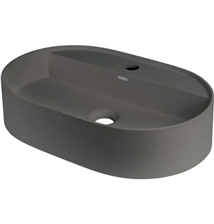 Delia Granite Lavabo, plan de travail, avec plage de robinetterie - ovale, anthracite métallisé