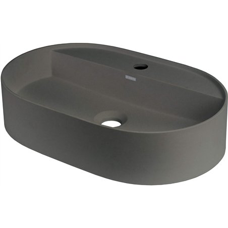 Delia Granite Lavabo, plan de travail, avec plage de robinetterie - ovale, anthracite métallisé